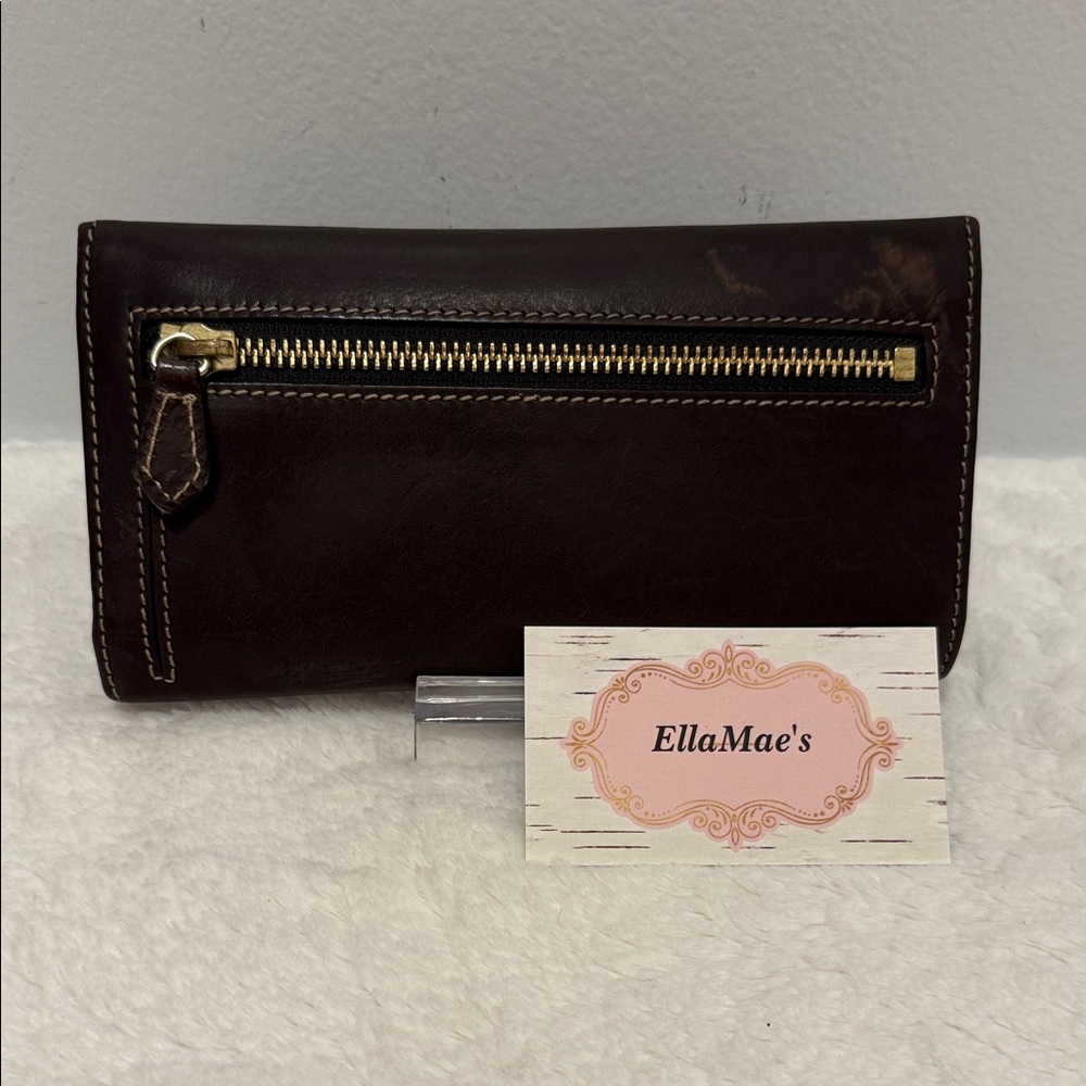 Dooney & Bourke Vintage Continental Checkbook Wallet Smooth Dark Leather - Picture 3 of 6